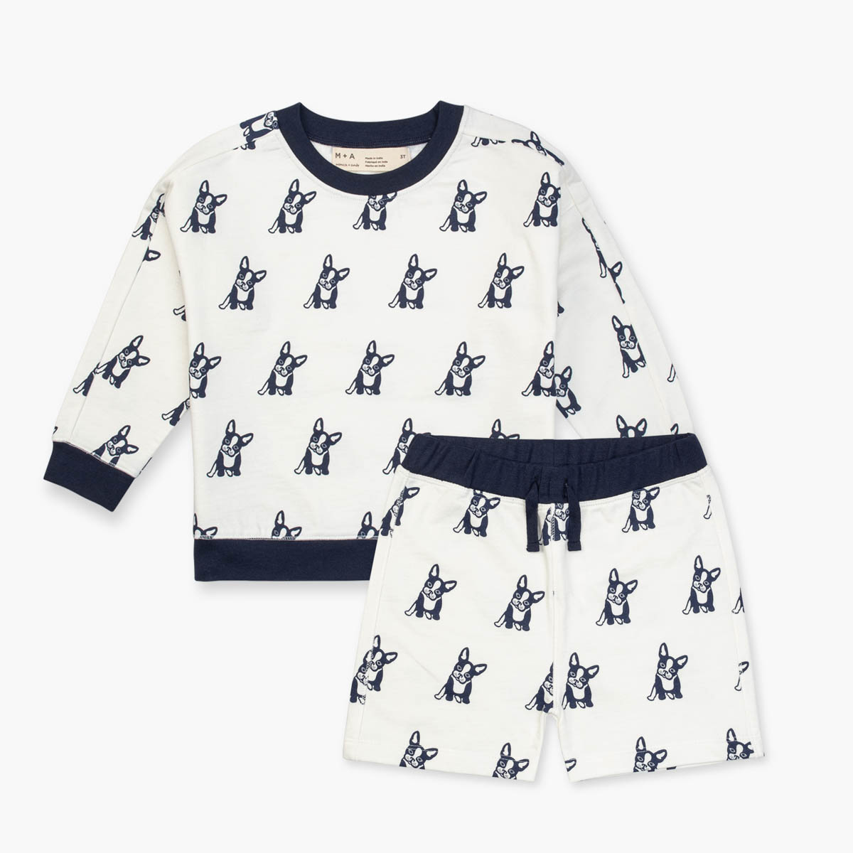 M+A by Monica + Andy Toddler Long Sleeve Sweatshirt and Short Outfit Set, Sizes 12M-5T